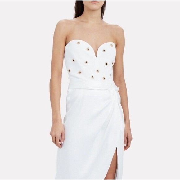 Jonathan Simkhai Chain Eyelet Bustier Midi Dress Size 4 $795.00 - Picture 3 of 16